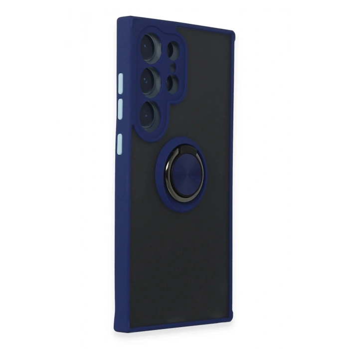 Samsung Galaxy S24 Ultra Kılıf Montreal Yüzüklü Silikon Kapak - Lacivert