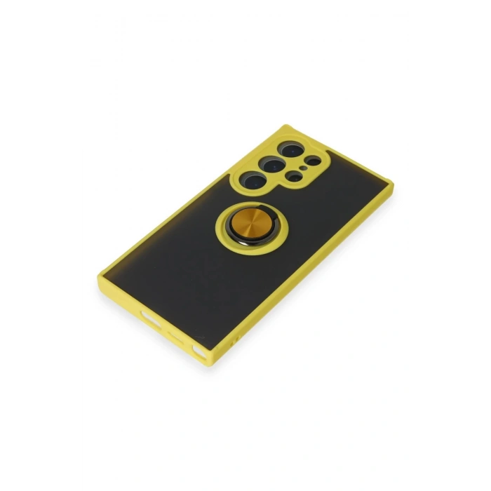 Samsung Galaxy S24 Ultra Kılıf Montreal Yüzüklü Silikon Kapak - Sarı