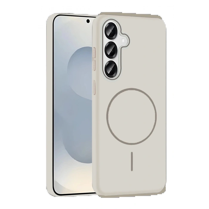 Samsung Galaxy S25 Broş Magsafe Kapak - Krem