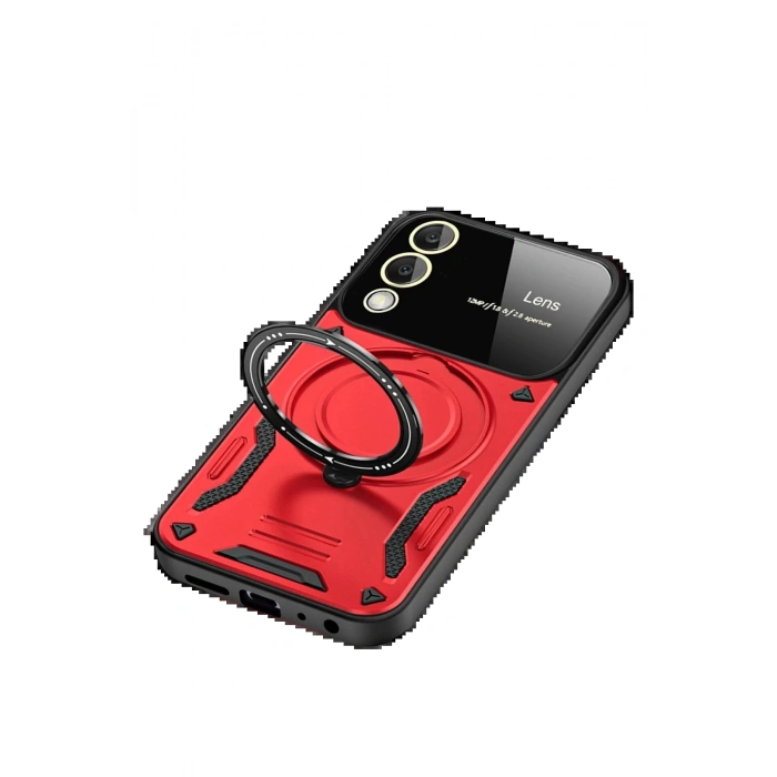 Samsung Galaxy S25 Edge Kılıf Joy Lens Standlı Kapak - Kırmızı