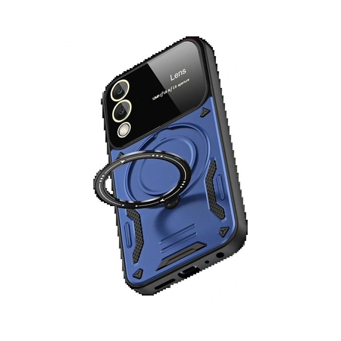 Samsung Galaxy S25 Edge Kılıf Joy Lens Standlı Kapak - Lacivert