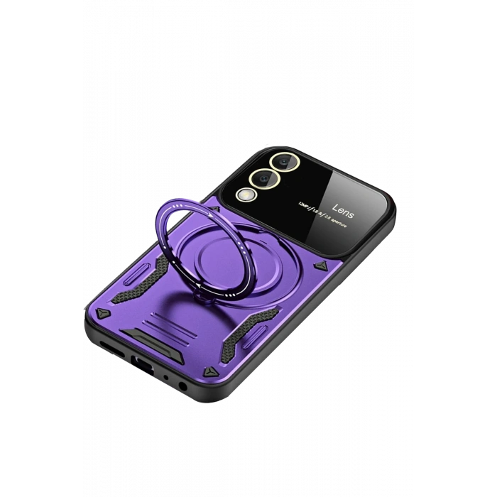 Samsung Galaxy S25 Edge Kılıf Joy Lens Standlı Kapak - Mor
