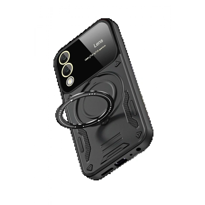 Samsung Galaxy S25 Edge Kılıf Joy Lens Standlı Kapak - Siyah