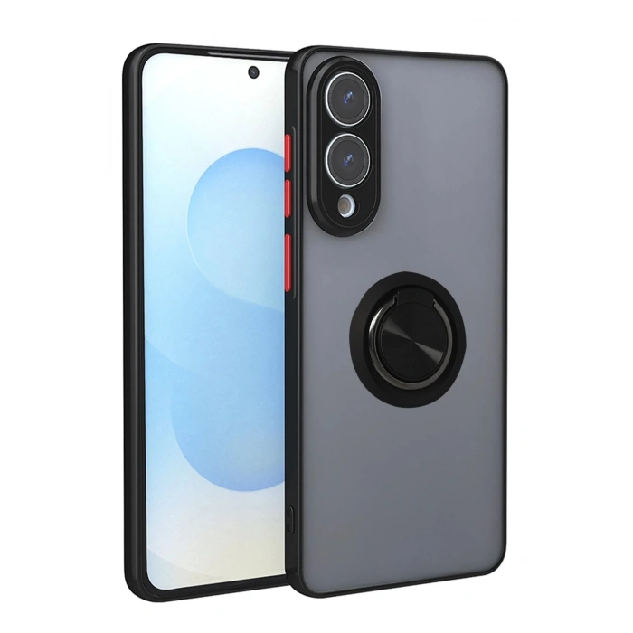 Samsung Galaxy S25 Edge Kılıf Montreal Yüzüklü Silikon Kapak - Siyah