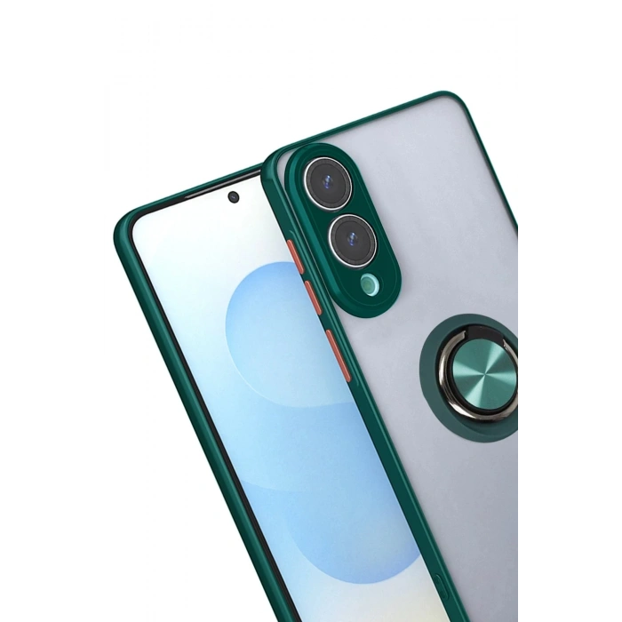 Samsung Galaxy S25 Edge Kılıf Montreal Yüzüklü Silikon Kapak - Yeşil