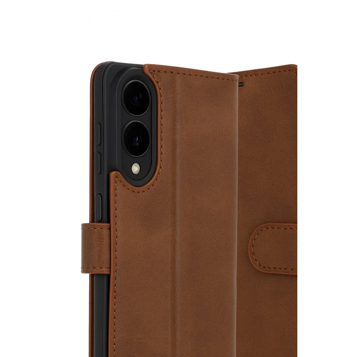 Samsung Galaxy S25 Edge Trend S Plus Kapaklı Kılıf - Taba