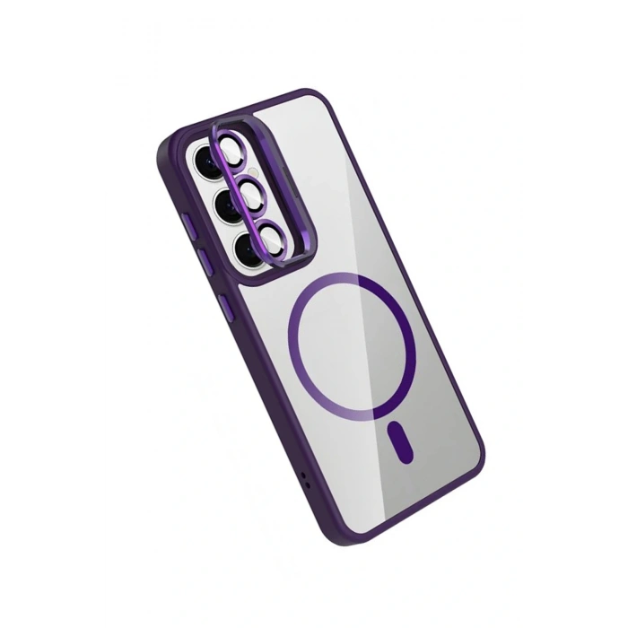 Samsung Galaxy S25 FE Remim Lensli Magsafe Standlı Kapak - Derin Mor