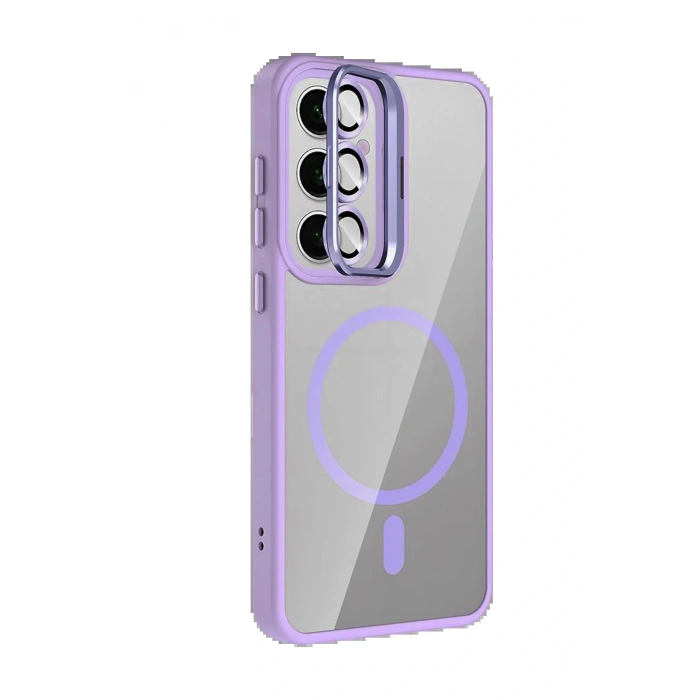 Samsung Galaxy S25 FE Remim Lensli Magsafe Standlı Kapak - Lila