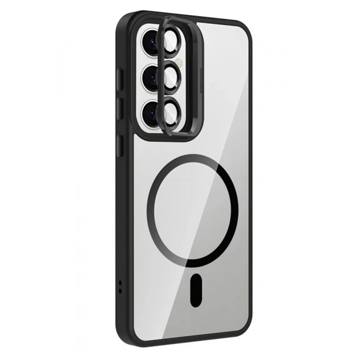 Samsung Galaxy S25 FE Remim Lensli Magsafe Standlı Kapak - Siyah