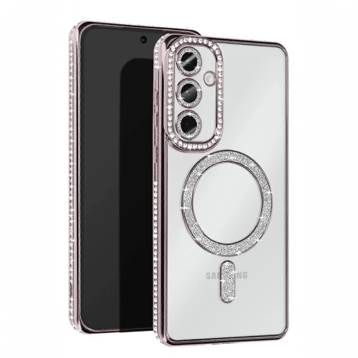 Samsung Galaxy S25 Kılıf Joke Simli Magneticsafe Kılıf - Gümüş