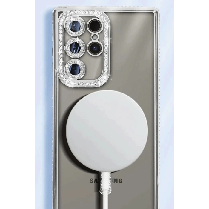 Samsung Galaxy S25 Ultra Kılıf Joke Simli Magneticsafe Kılıf - Pembe