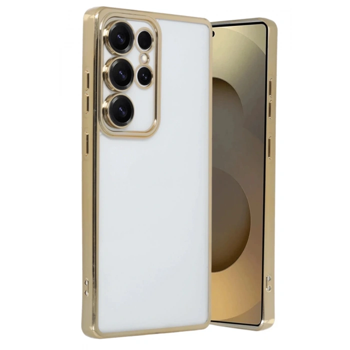 Samsung Galaxy S25 Ultra Kılıf Lensli Silikon - Gold