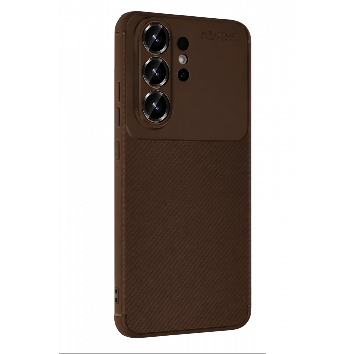 Samsung Galaxy S26 Ultra Auto Focus Karbon Kapak - Kahverengi