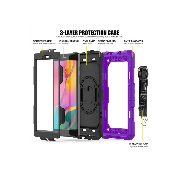 Samsung Galaxy T290 Tab A 8 Kılıf Pars Tablet Kapak - Mor