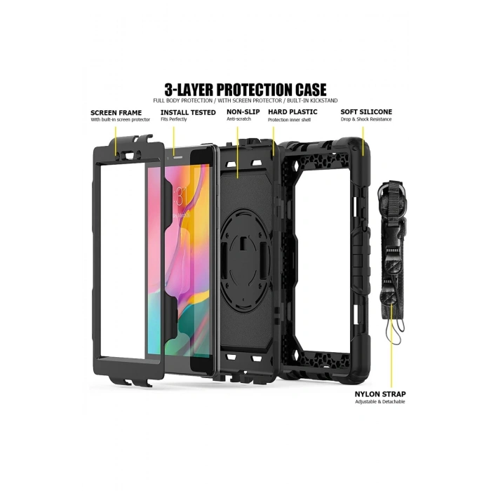 Samsung Galaxy T290 Tab A 8 Kılıf Pars Tablet Kapak - Siyah