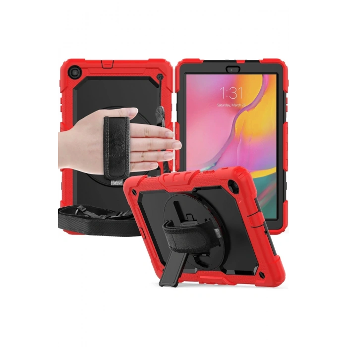 Samsung Galaxy T510 Tab A 10.1 Kılıf Pars Tablet Kapak - Kırmızı