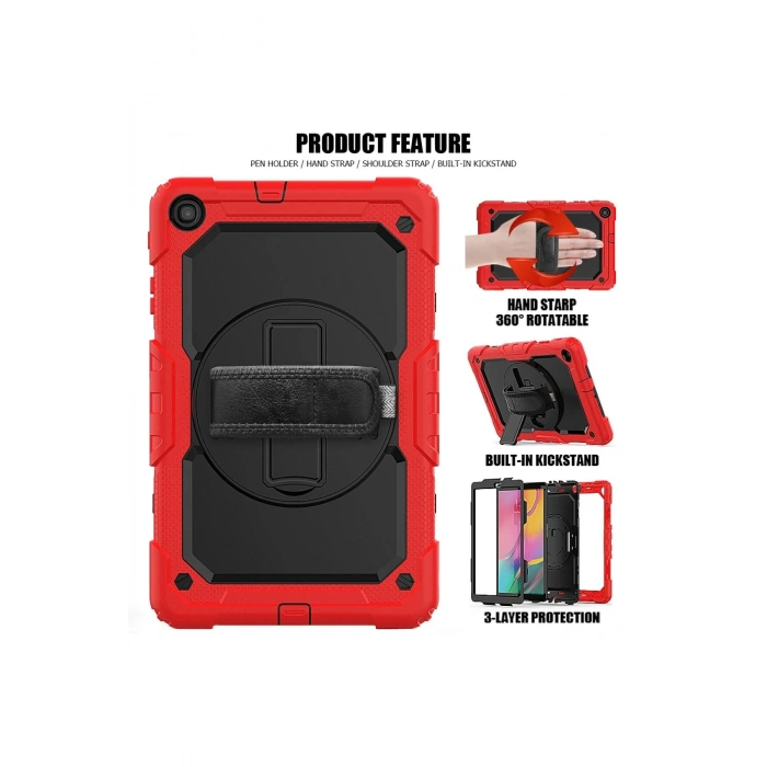 Samsung Galaxy T510 Tab A 10.1 Kılıf Pars Tablet Kapak - Kırmızı