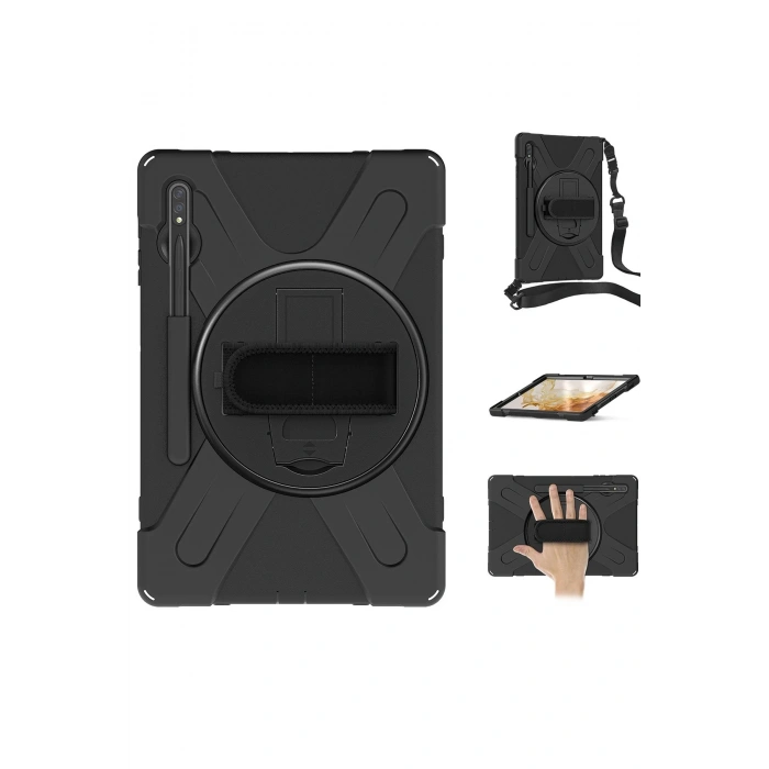 Samsung Galaxy T737 Tab S7 FE 12.4 Kılıf Amazing Tablet Kapak - Siyah