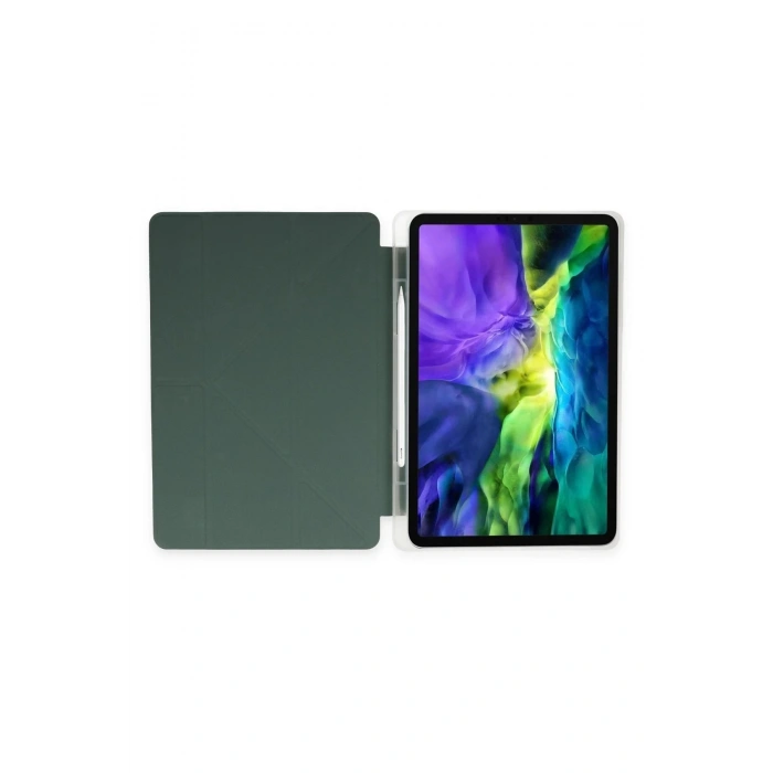 Samsung Galaxy T737 Tab S7 FE 12.4 Kılıf Kalemlikli Mars Tablet Kılıfı - Koyu Yeşil