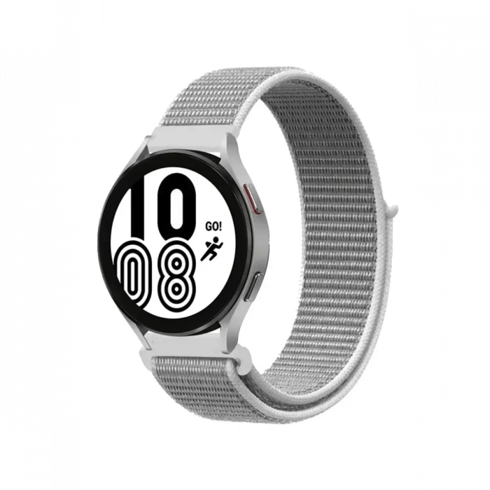 Samsung Galaxy Watch 4 Hasırlı Cırtcırtlı Kordon - Beyaz