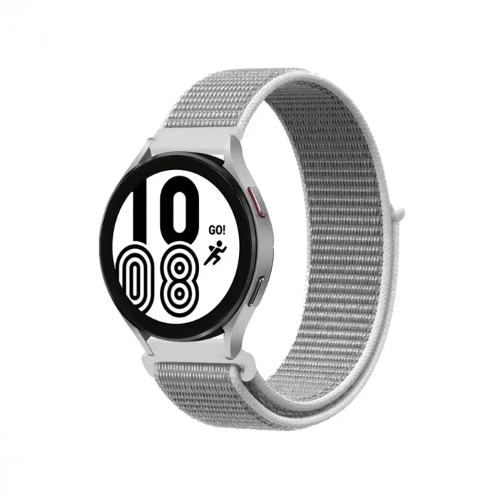 Samsung Galaxy Watch 4 Hasırlı Cırtcırtlı Kordon - Beyaz