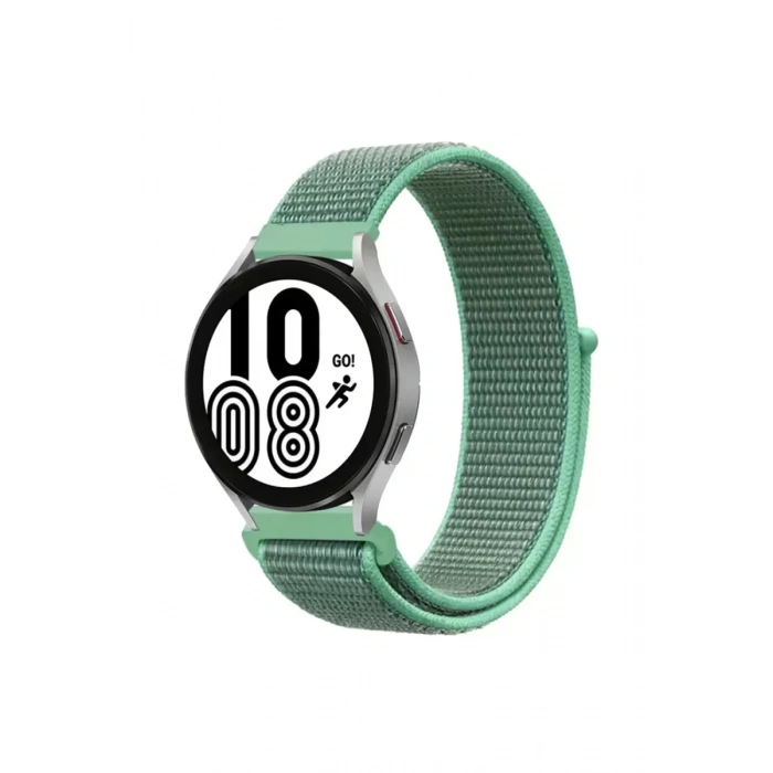 Samsung Galaxy Watch 4 Hasırlı Cırtcırtlı Kordon - Turkuaz