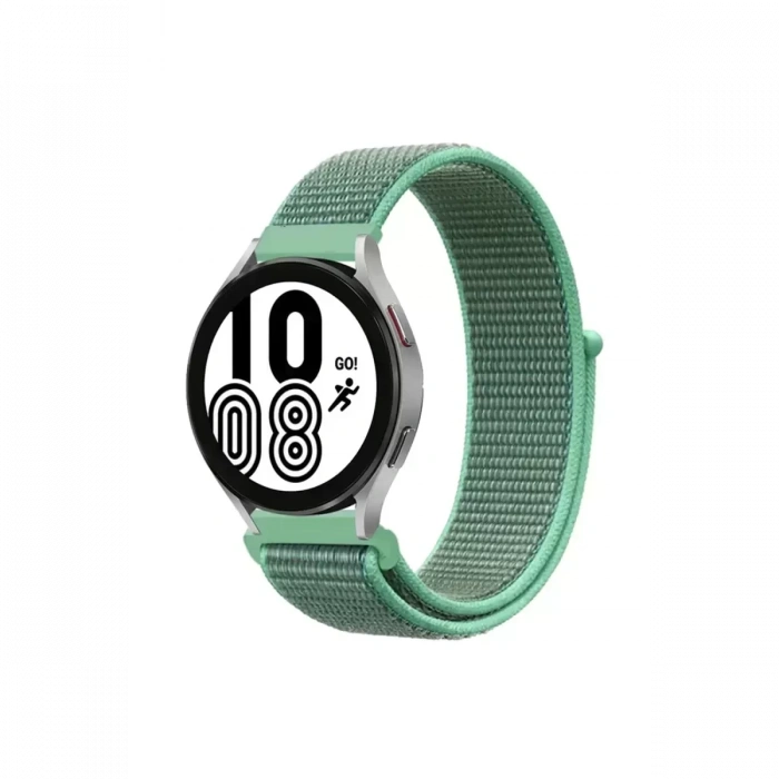 Samsung Galaxy Watch 4 Hasırlı Cırtcırtlı Kordon - Turkuaz