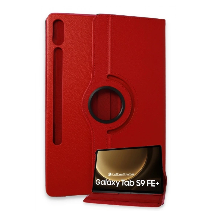 Samsung Galaxy X610 Tab S9 FE Plus 12.4 Kılıf 360 Tablet Deri Kılıf - Kırmızı