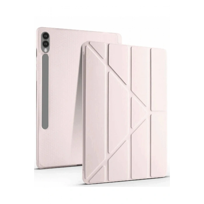 Samsung Galaxy X610 Tab S9 FE Plus 12.4 Kılıf Kalemlikli Mars Tablet Kılıfı - Rose Gold