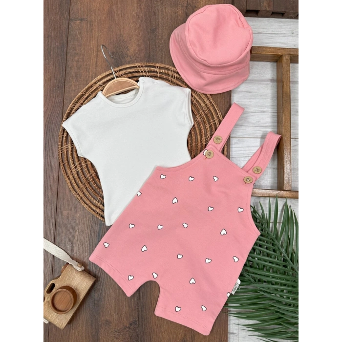 Şapkalı Zarif Slopet 3lü Kız Bebek Takım