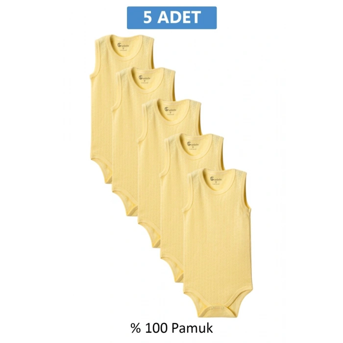 Sarı Askılı Body Zıbın 2-7 YAŞ Çocuklar İçin (5 ADET) Alttan Çıtçıtlı Özel Gereksinimli-D