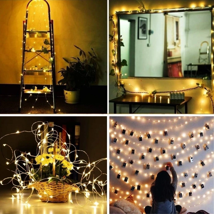 Sarı Peri LED Flaşlı Işık – 3 Metre Dekoratif Oda ve Organizasyon Aydınlatması (4887)