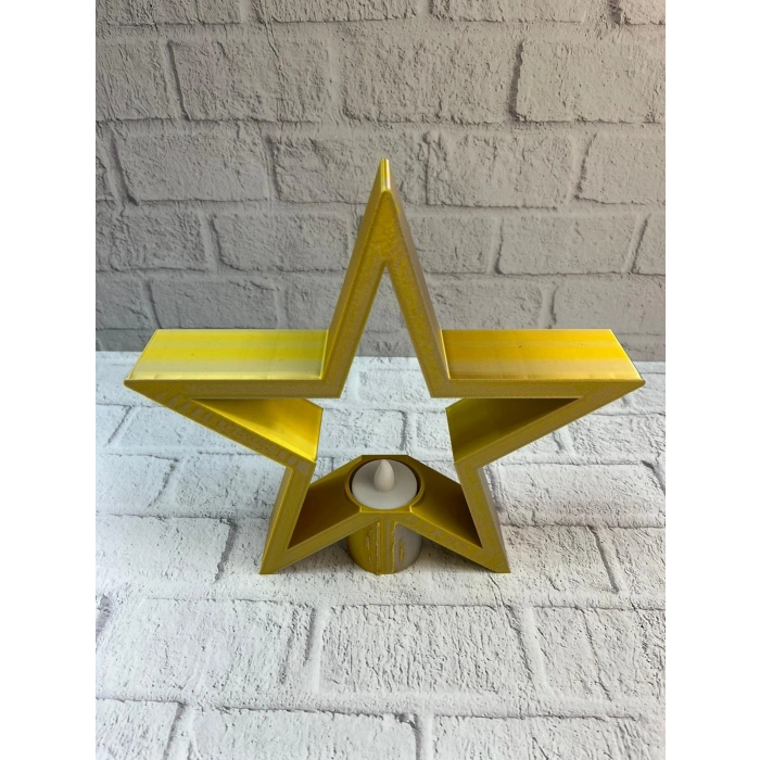 Sarı Yıldız Mumluk Modern Salon Ve Raf Dekoru