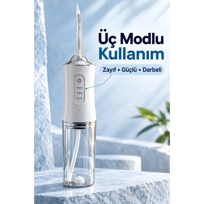Şarj Edilebilir Ağız Duşu Üç Modlu Şeffaf Hazneli