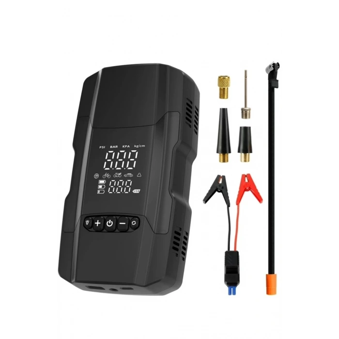Şarjlı 10.000 Mah Akıllı Dijital Lastik Şişirme Pompası – 150 Psı | 12v Akü Destekli