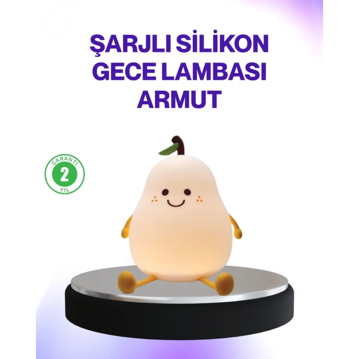 Şarjlı Armut Masa Lambası Renk Değiştiren Led Gece Işığı