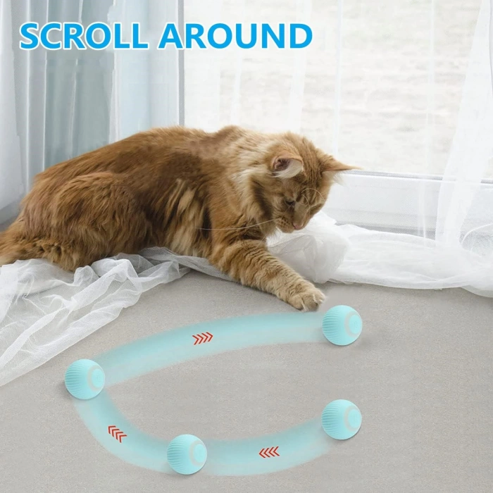 Şarjlı Kedi Oyun Topu Interaktif 360 Derece Dönen Kedi Oyuncağı Oto Hareket Eden