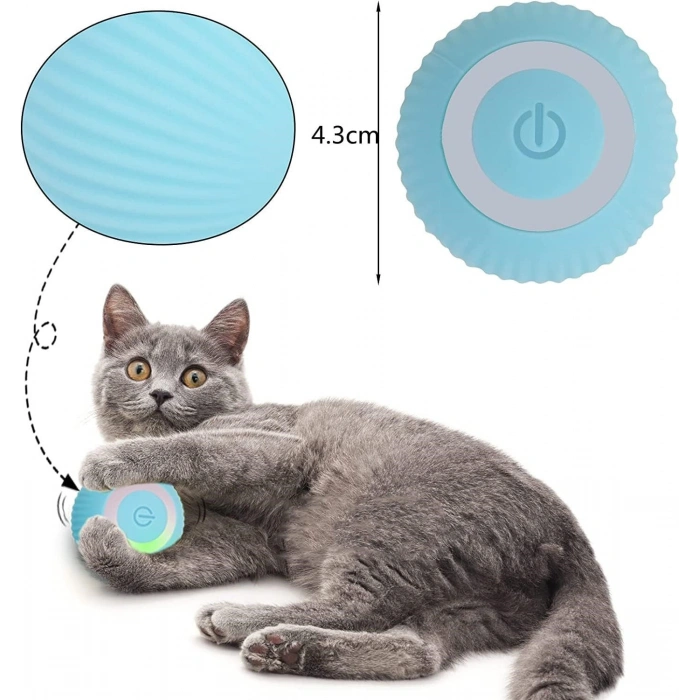 Şarjlı Kedi Oyun Topu Interaktif 360 Derece Dönen Kedi Oyuncağı Oto Hareket Eden