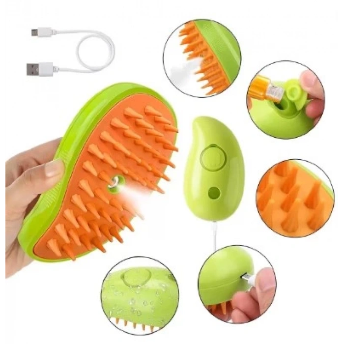 Şarjlı Soğuk Buharlı Kedi Köpek Fırçası Tarağı (4887)