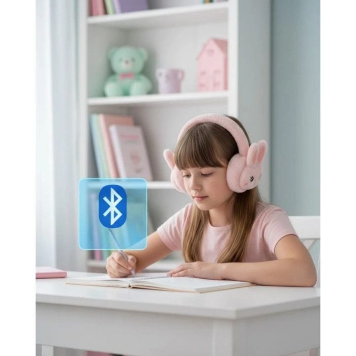 Şarjlı Tavşan Tasarımlı Kablosuz Bluetooth Kulaklık Stereo Ses Ve Hafıza Kart Destekli