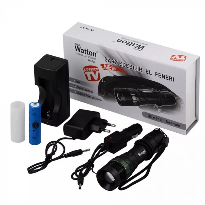 Şarjlı Zoomlu Acil Durum Feneri Wt-037