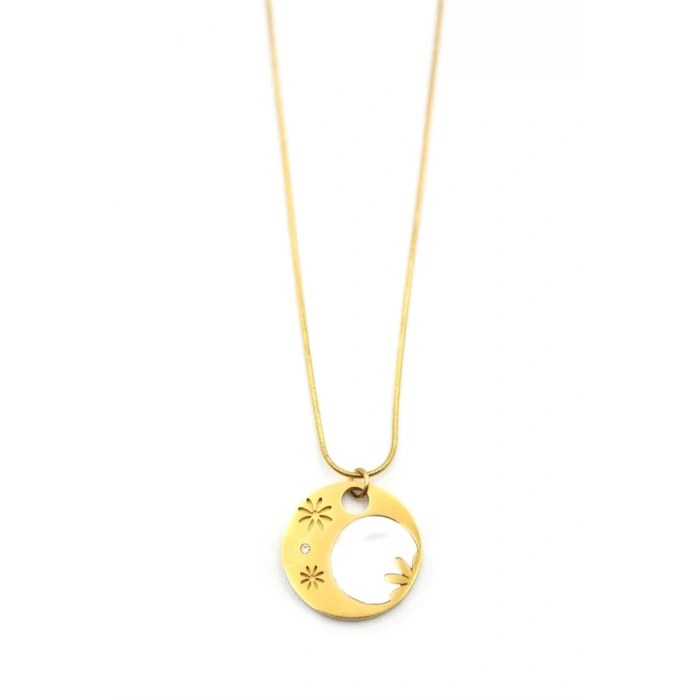 Sedef Çiçek Kolye - Altın