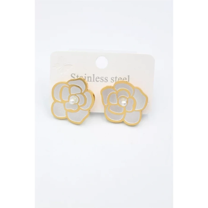 Sedef Çiçek Küpe - Altın