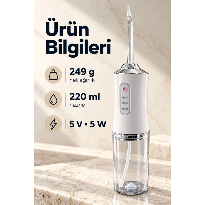 Şeffaf Su Hazneli Ağız Duşu Şarj Edilebilir