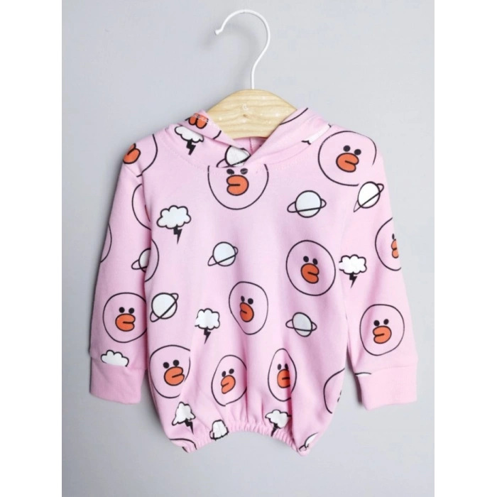 ŞEKER PEMBE KAPİŞONLU UZUN KOLLU LASTİKLİ BEL PAÇA KIZ ÇOCUK & BEBEK ALT ÜST TAKIM