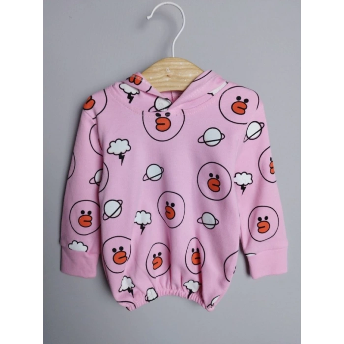 ŞEKER PEMBE KAPİŞONLU UZUN KOLLU LASTİKLİ BEL PAÇA KIZ ÇOCUK & BEBEK ALT ÜST TAKIM