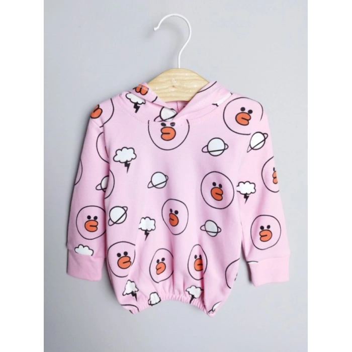 ŞEKER PEMBE KAPİŞONLU UZUN KOLLU LASTİKLİ BEL PAÇA KIZ ÇOCUK & BEBEK ALT ÜST TAKIM