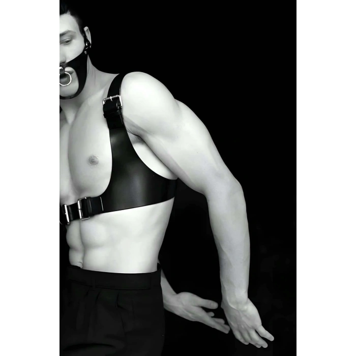 Seksi Deri Göğüs Ve Maske Harness - Brfm112