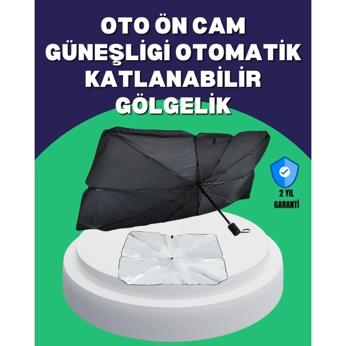 Şemsiye Tasarımlı Katlanabilir Araç Güneşliği – Geniş Uyumlu Uv Koruma