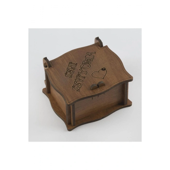 Seni Seviyorum Figürlü Ahşap Yüzük Kutusu